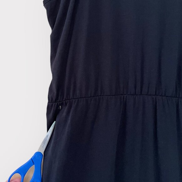 Joie Size M Black Seamour 100% Pima Cotton Sleeveless Twist Front Midi Dress - Picture 9 of 10